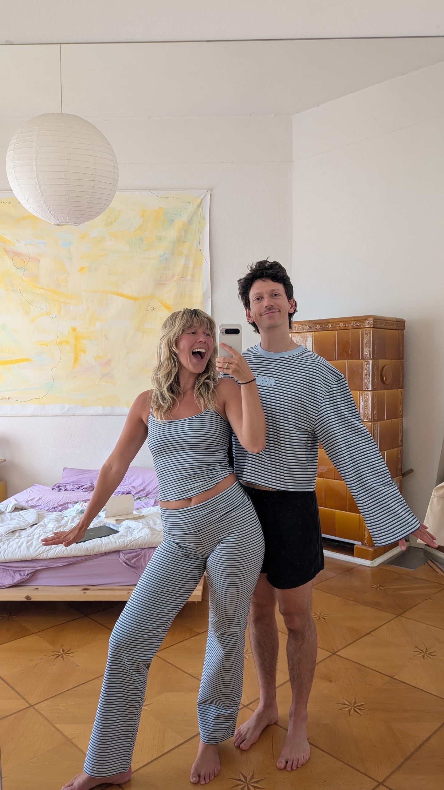 x gesina - oversized longsleeve blue stripes