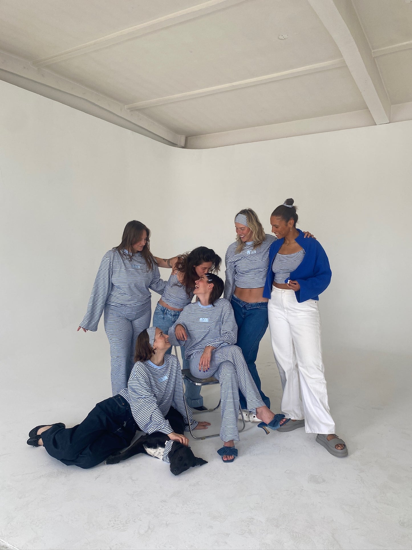 x gesina - oversized longsleeve blue stripes