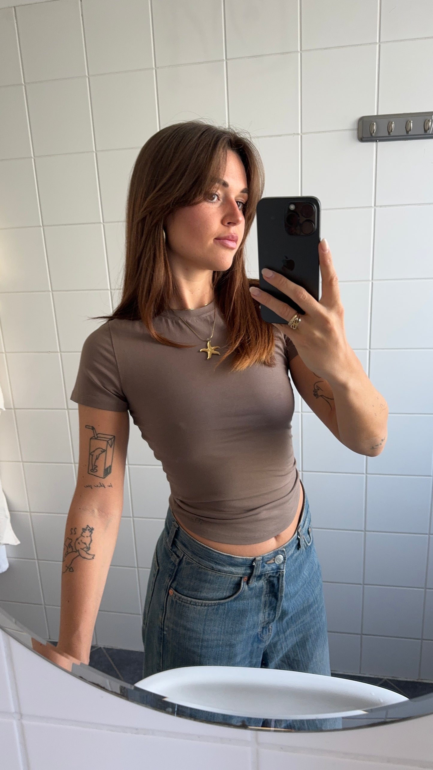 soft tee long light brown