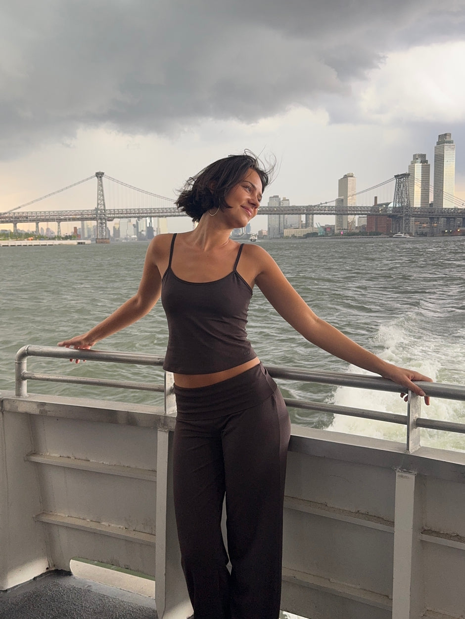 soft spaghetti top dark brown