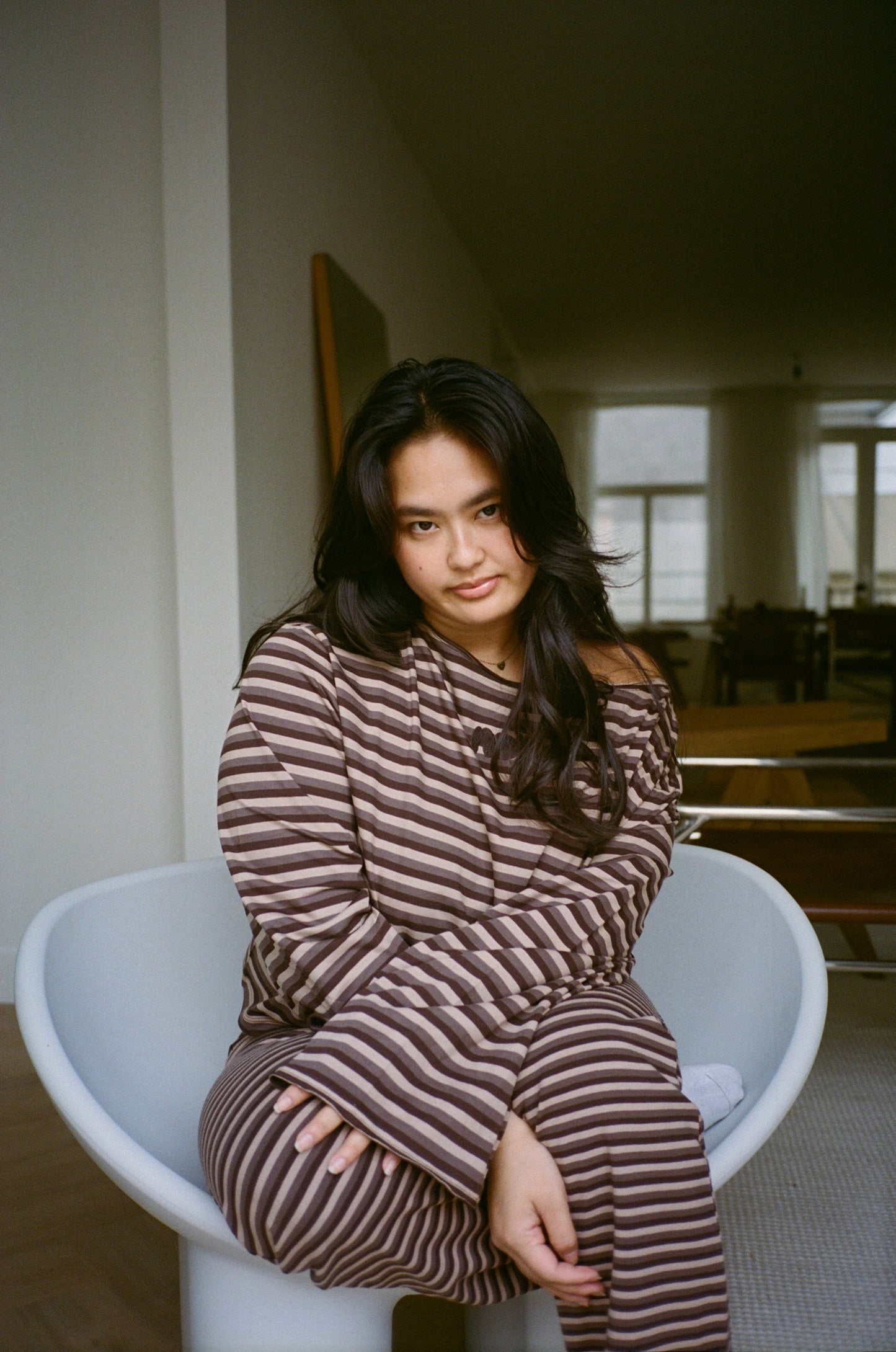 brown stripes longsleeve set