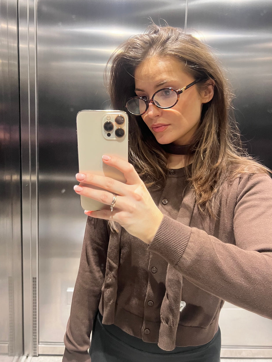 light knit cardigan coffee