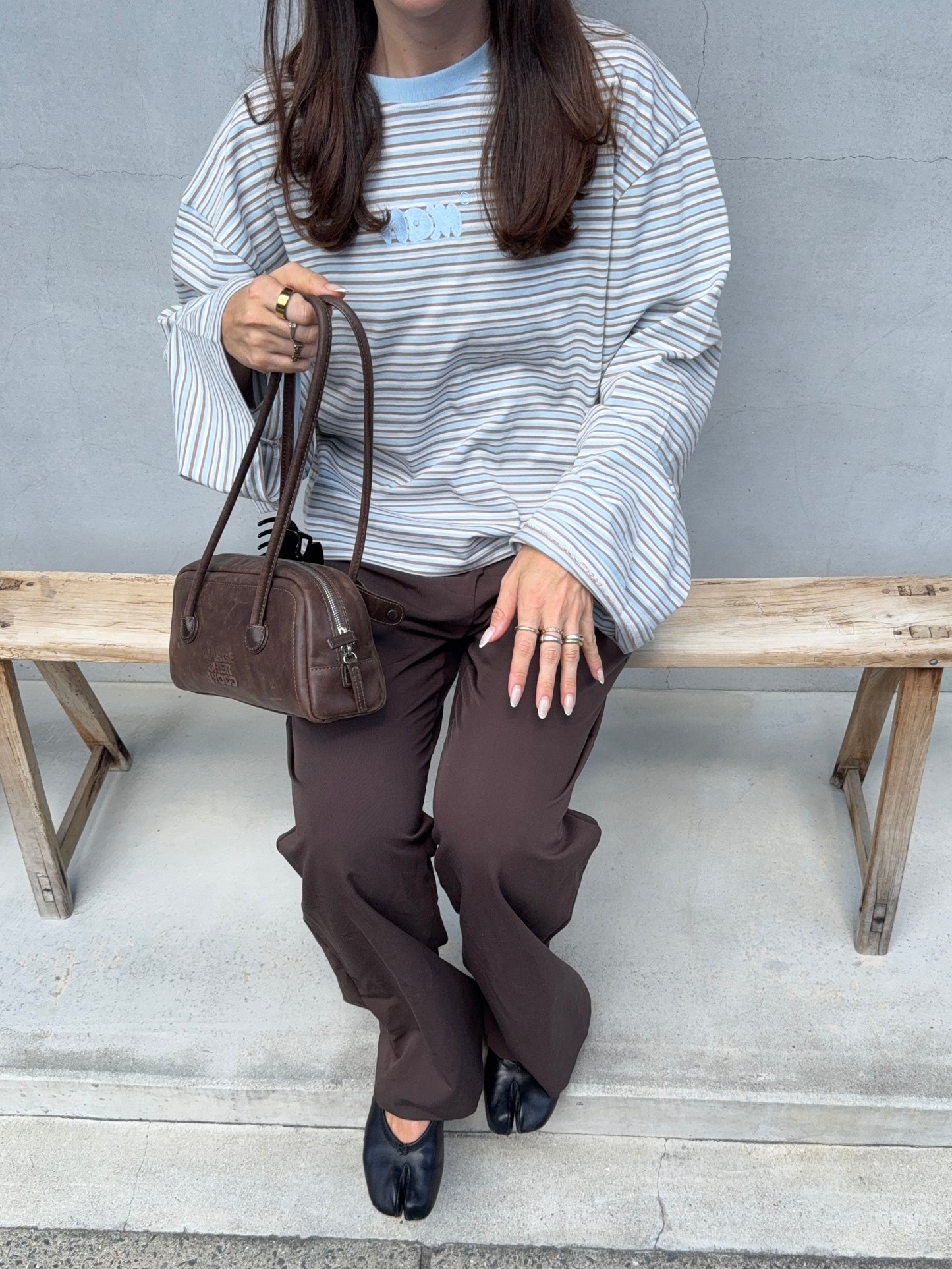 oversized longsleeve cream blue stripes