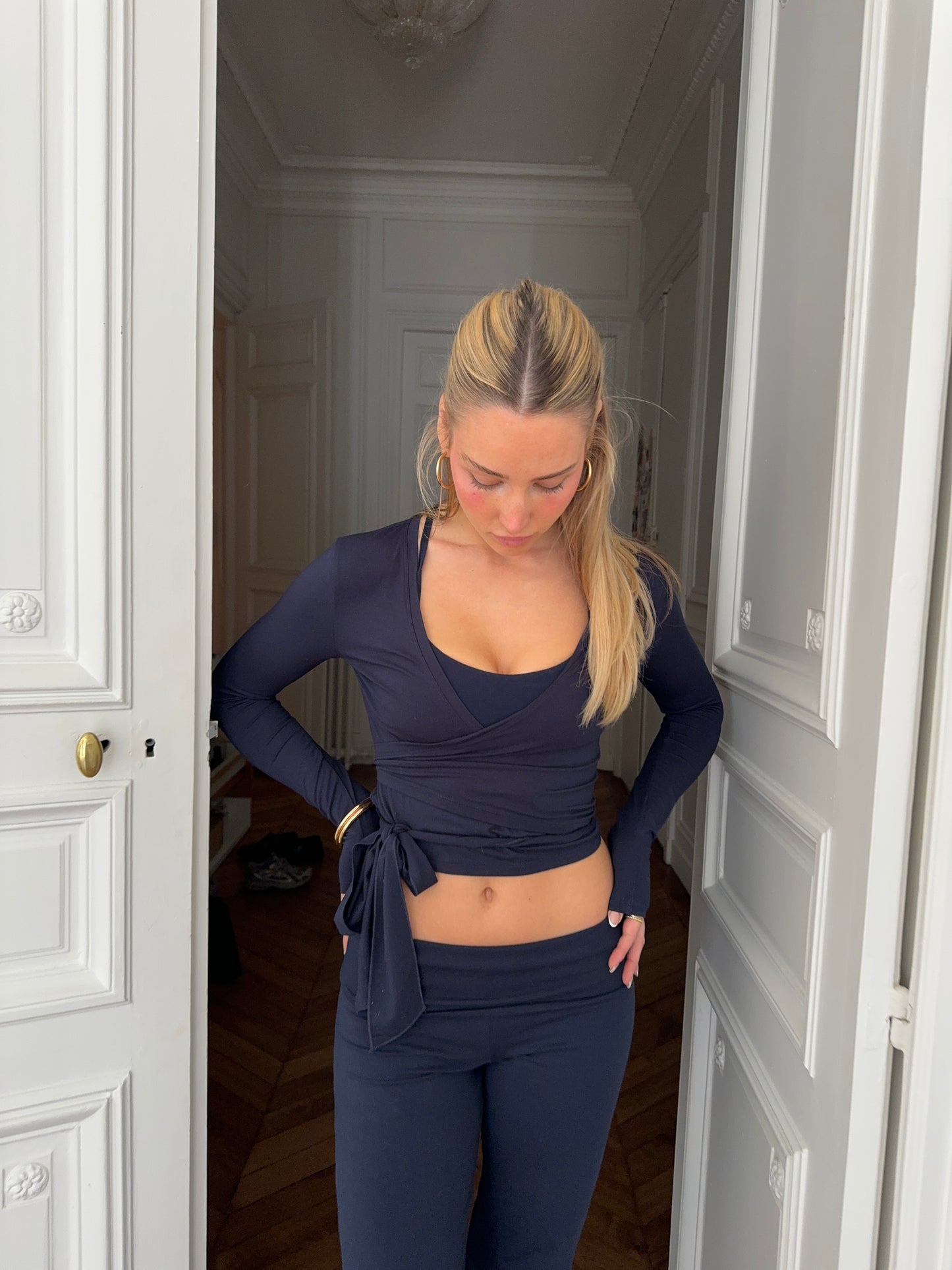 sleek ballet wrap deep blue