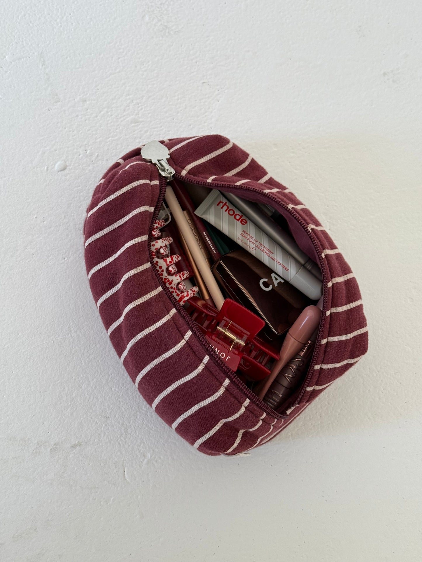 x fabi - cosmetic bag dark red stripes