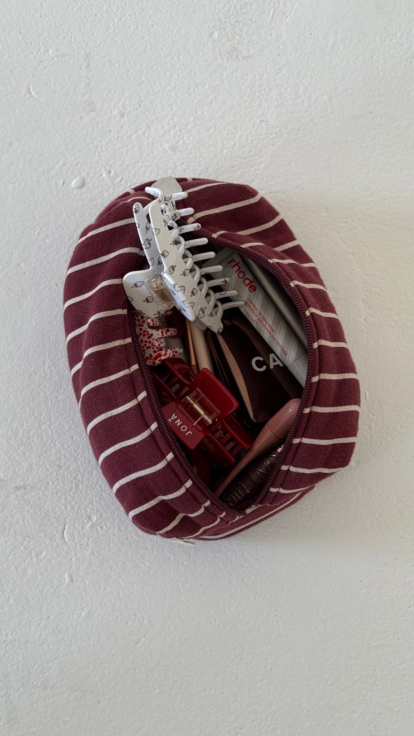 x fabi - cosmetic bag dark red stripes