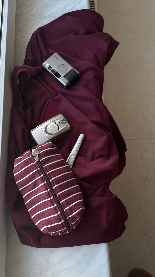 x fabi - cosmetic bag dark red stripes