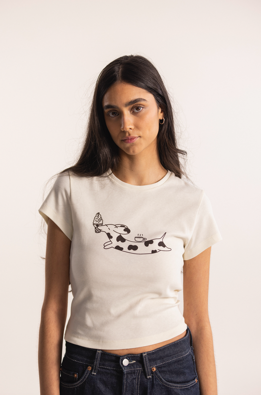 all day tee off white - dog