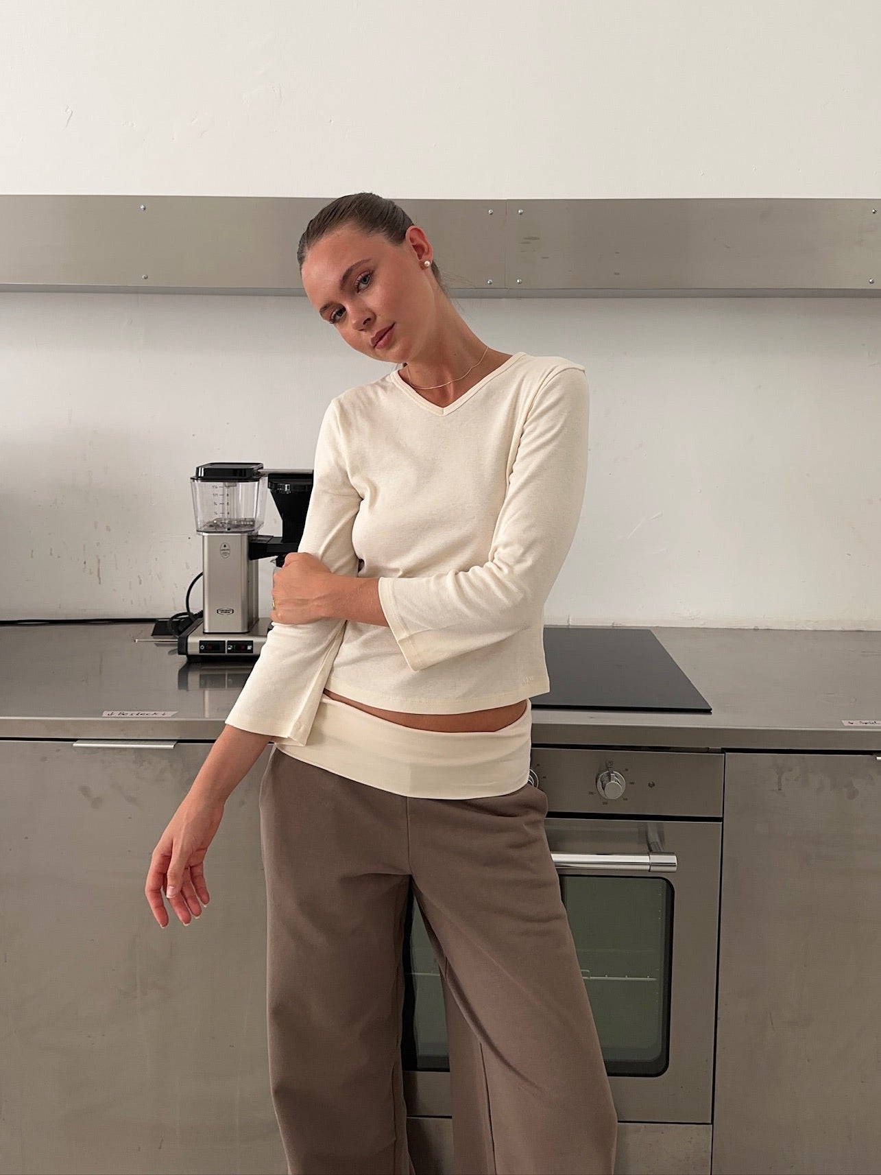 khaki ivory foldover set