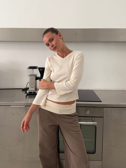khaki ivory foldover set