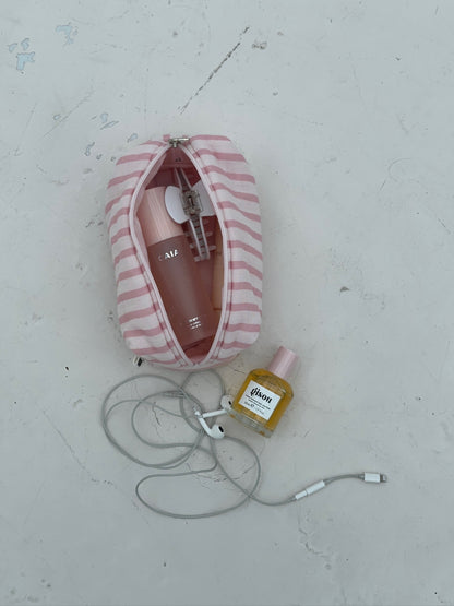 cosmetic bag pink stripes