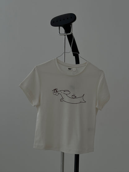 all day tee off white - cherry dog