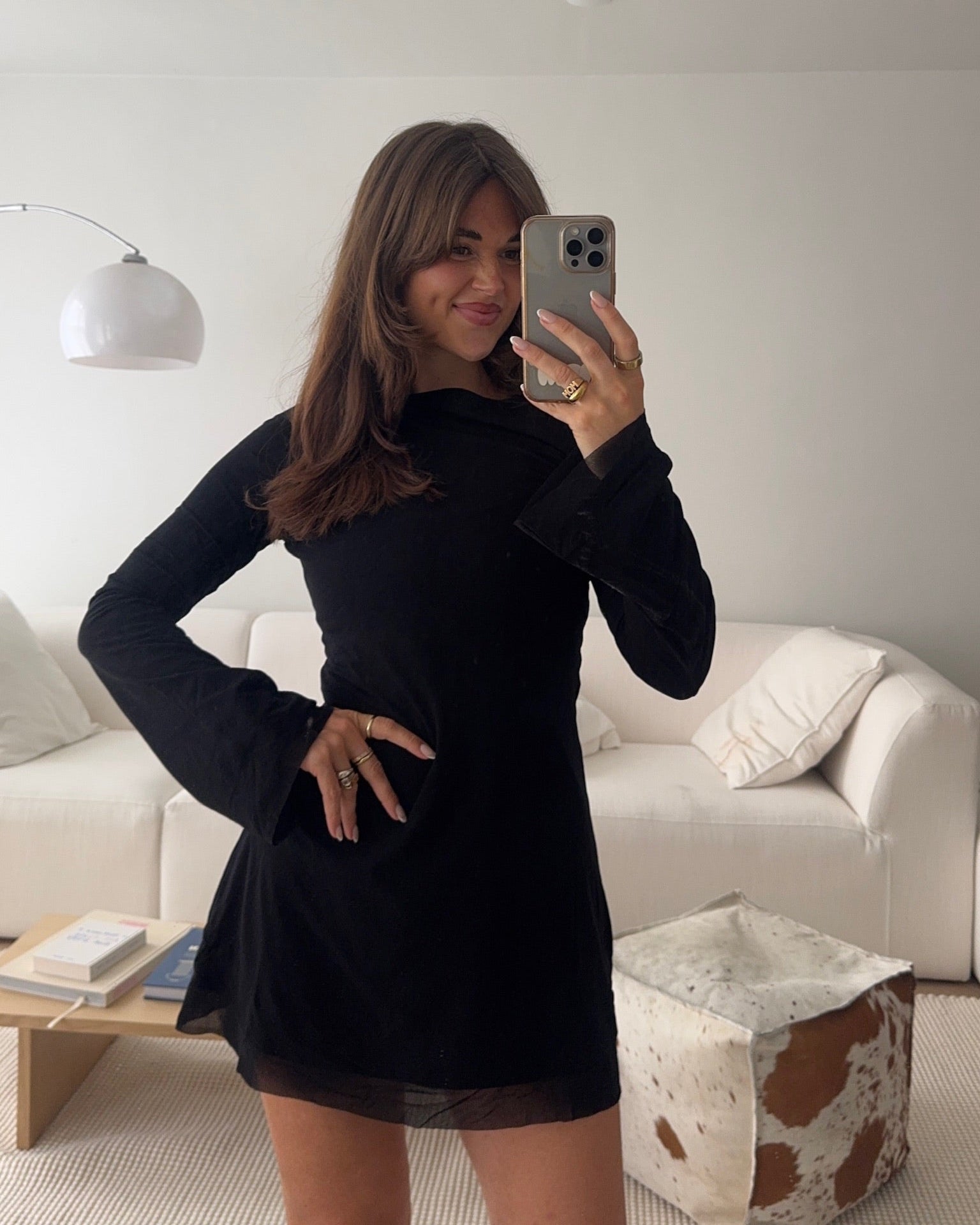 Flared Mini Dress in Black for Effortless Elegance – Nom Originals