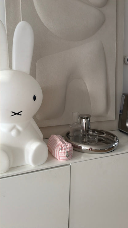 cosmetic bag pink stripes