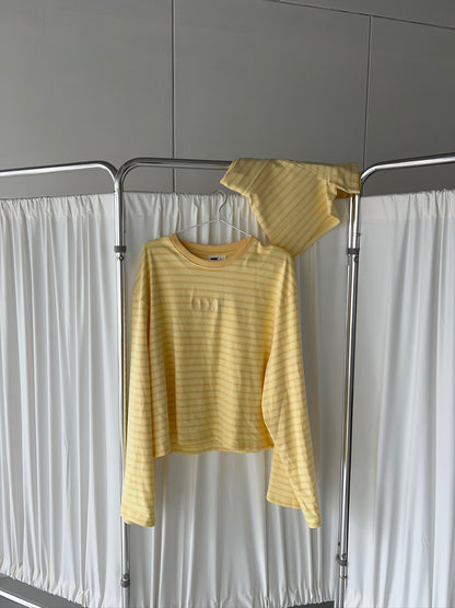 soft shorts butter yellow stripes
