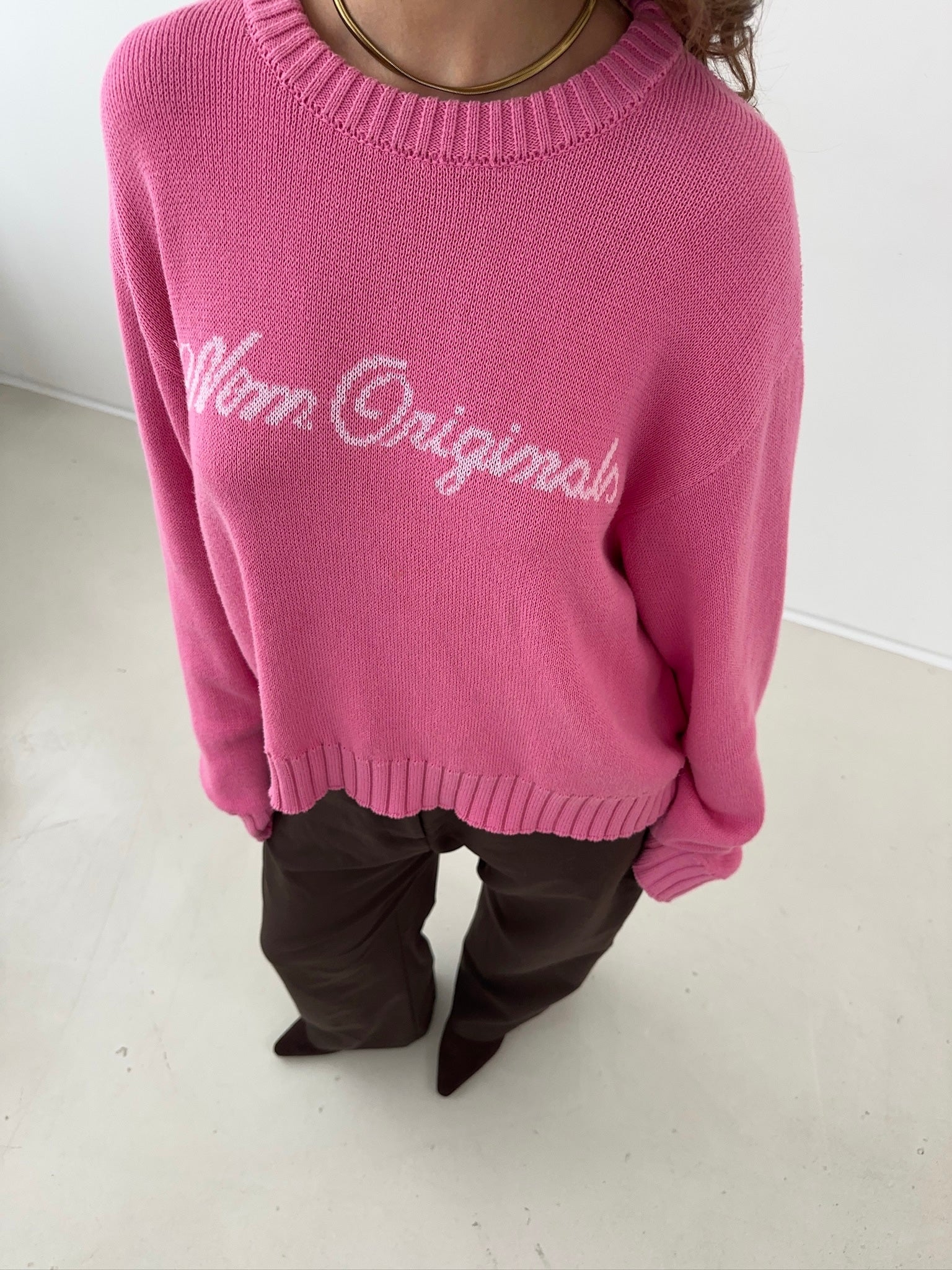 大谷映美里　RM logo knit_M size【pink】 Knit Sweater Magenta | Organic Cotton | Nom Originals