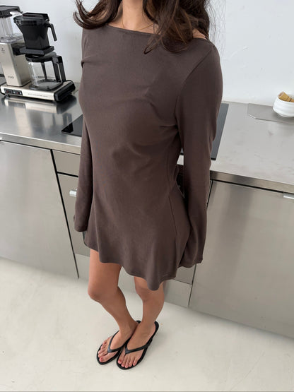 flared casual dress brown
