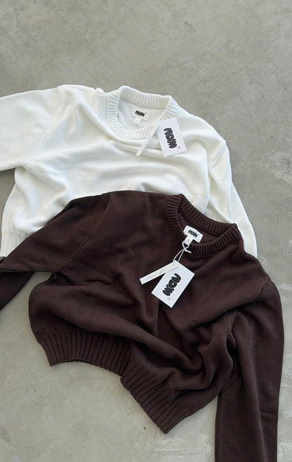 all day light knit sweater coffee