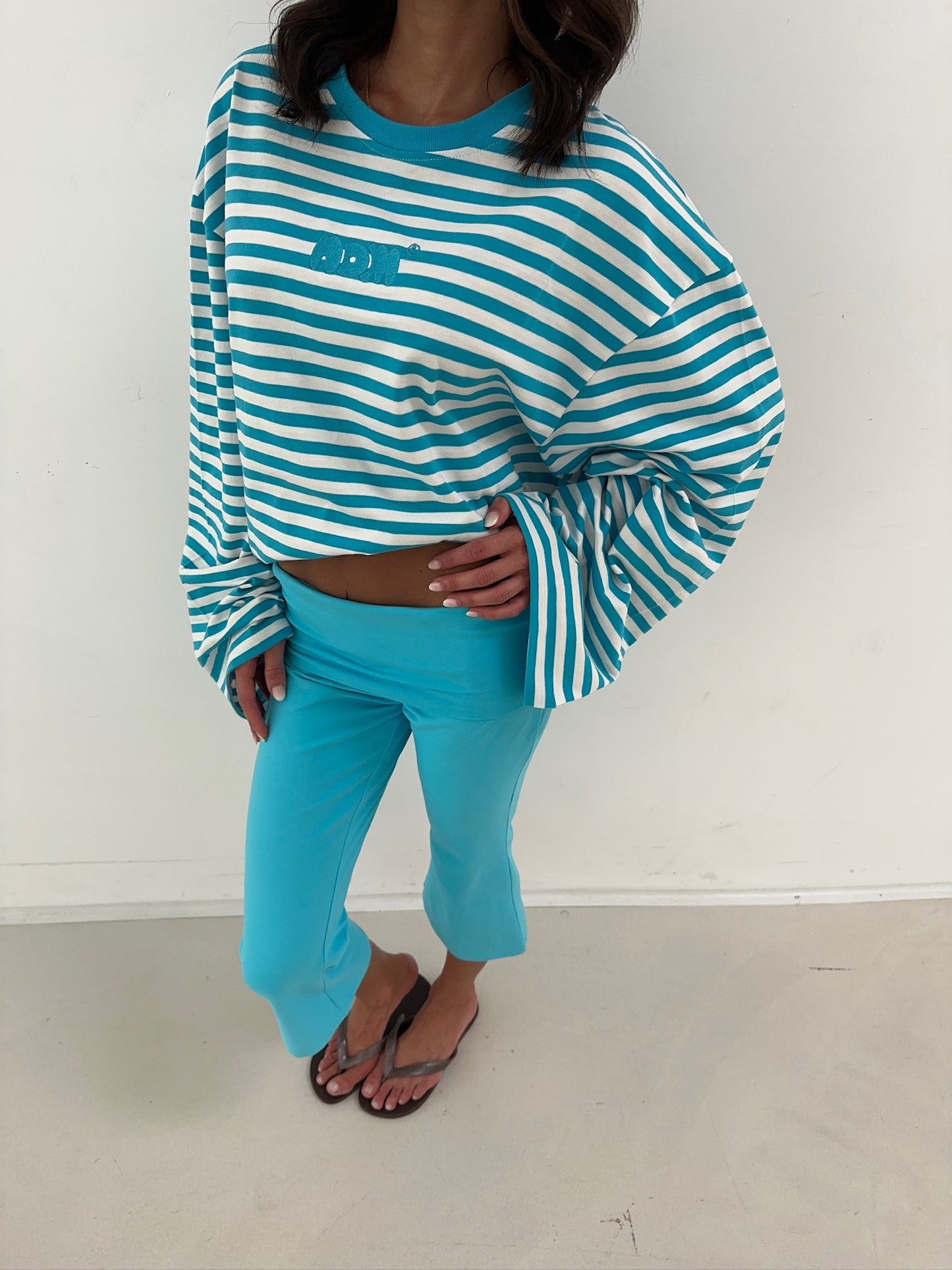 oversized longsleeve long turquoise stripes
