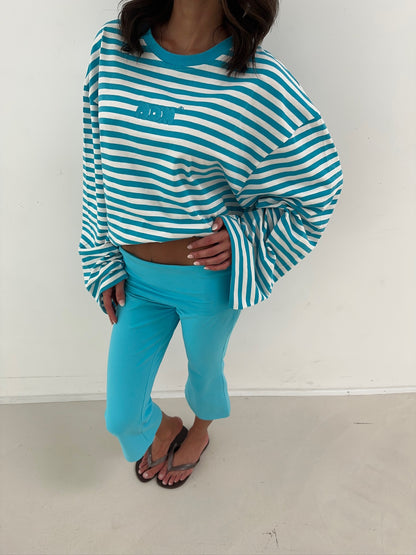 oversized longsleeve long turquoise stripes
