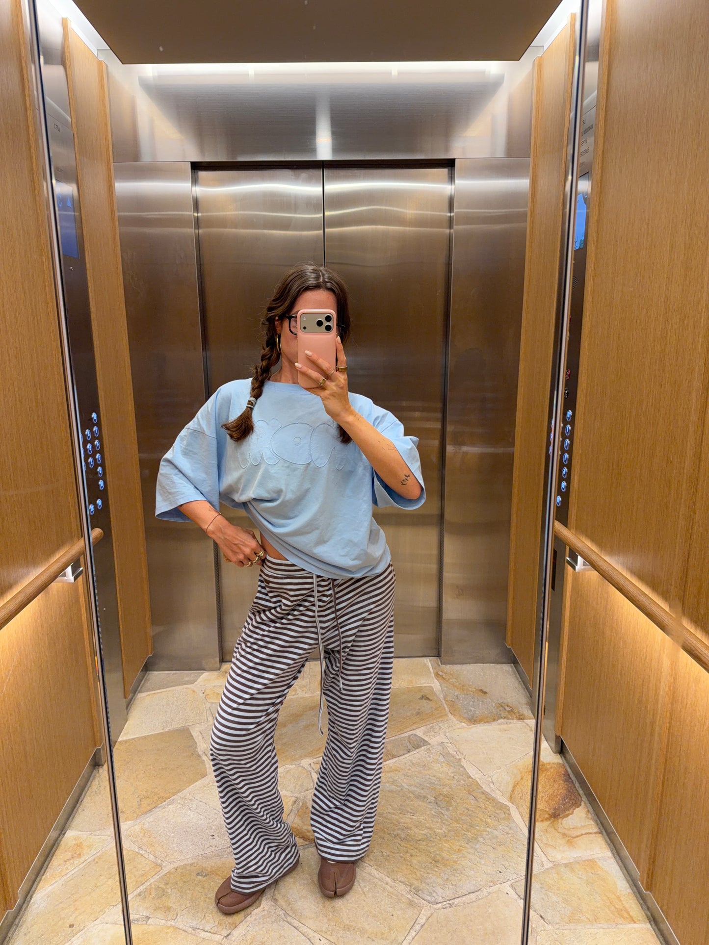 all day sweat pants babyblue brown