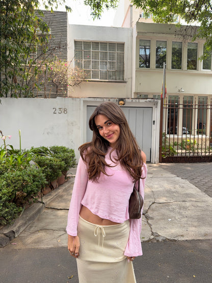 flared longsleeve bubble pink