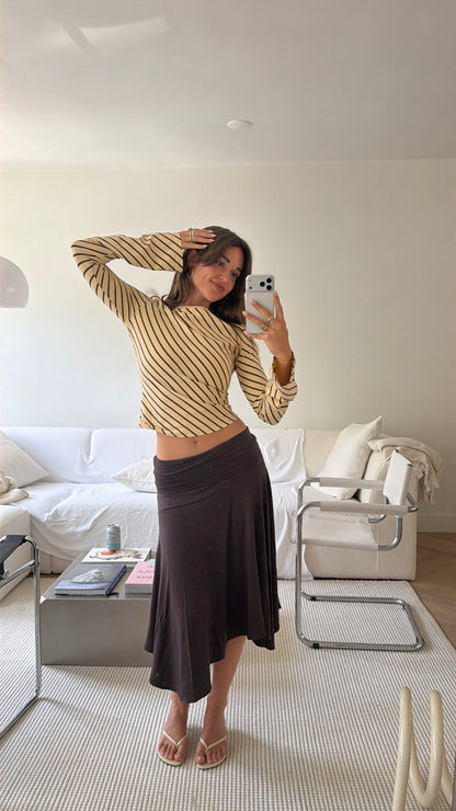 flared soft longsleeve chocolate vanilla stripes