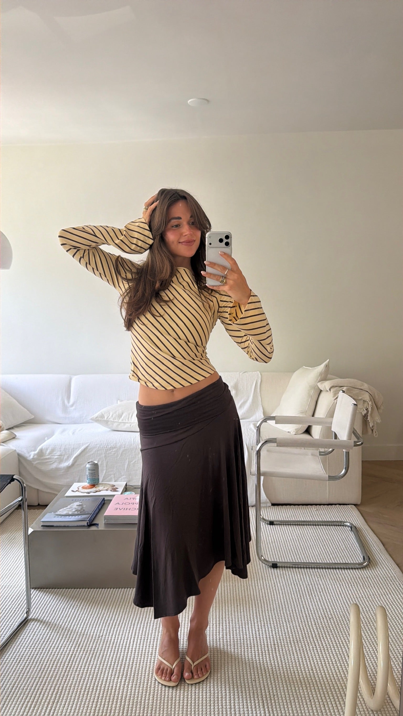 新品未使用【ё BIOTOP】velour midi skirt Asymmetric Midi Skirt Cocoa | Fluid Drape | Nom Originals