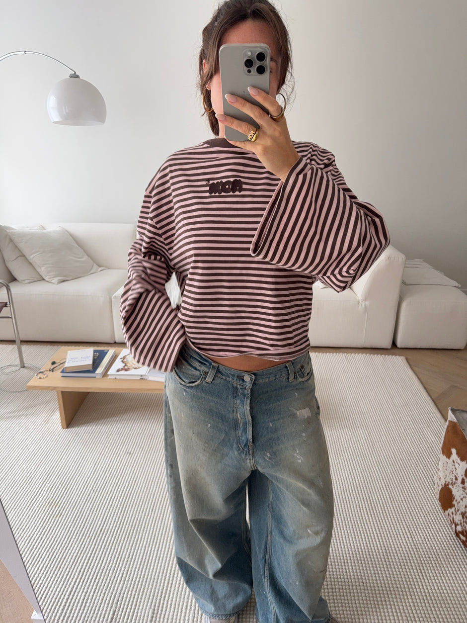 oversized longsleeve - strawberry chocolate stripes