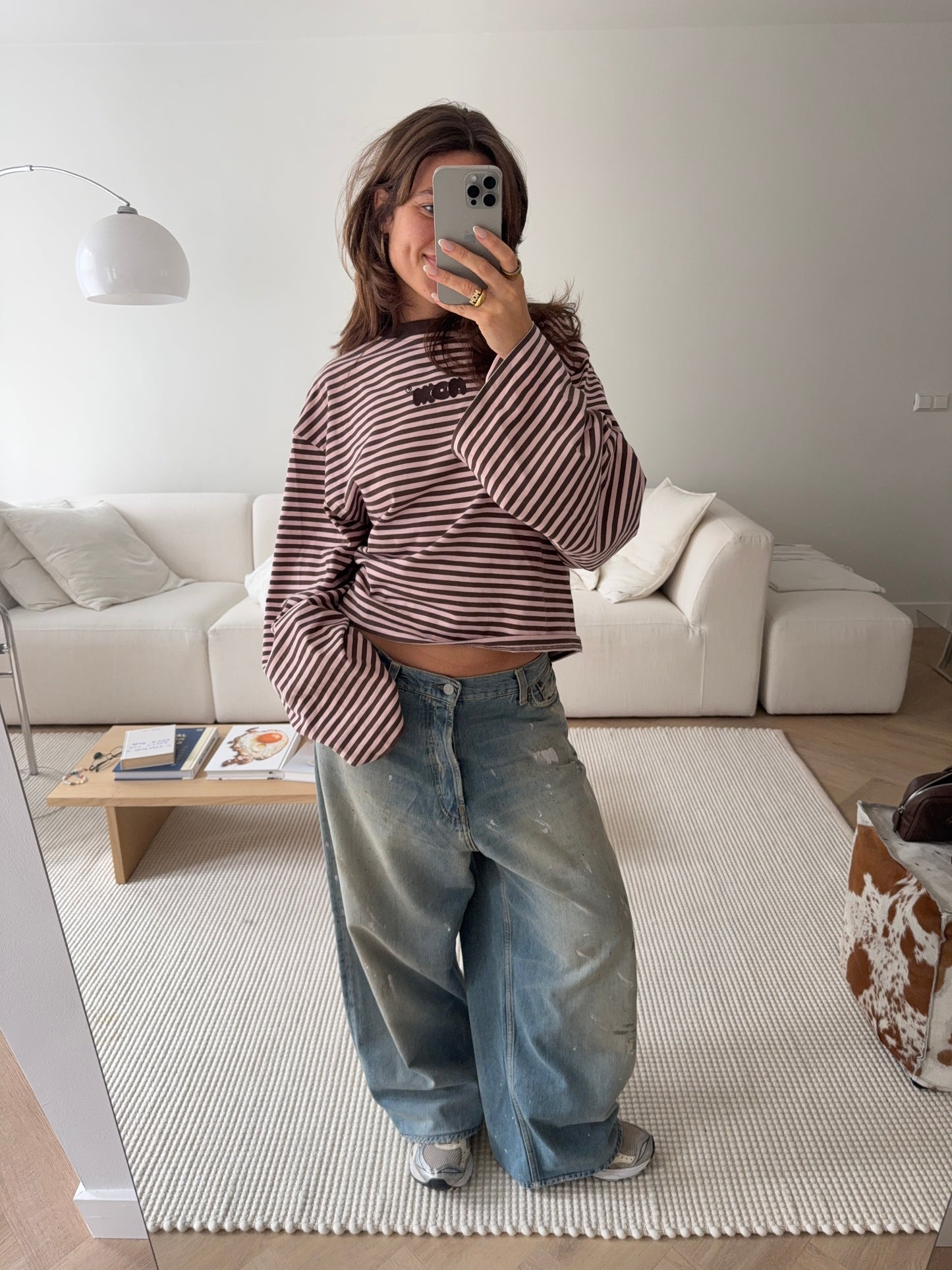 oversized longsleeve - strawberry chocolate stripes