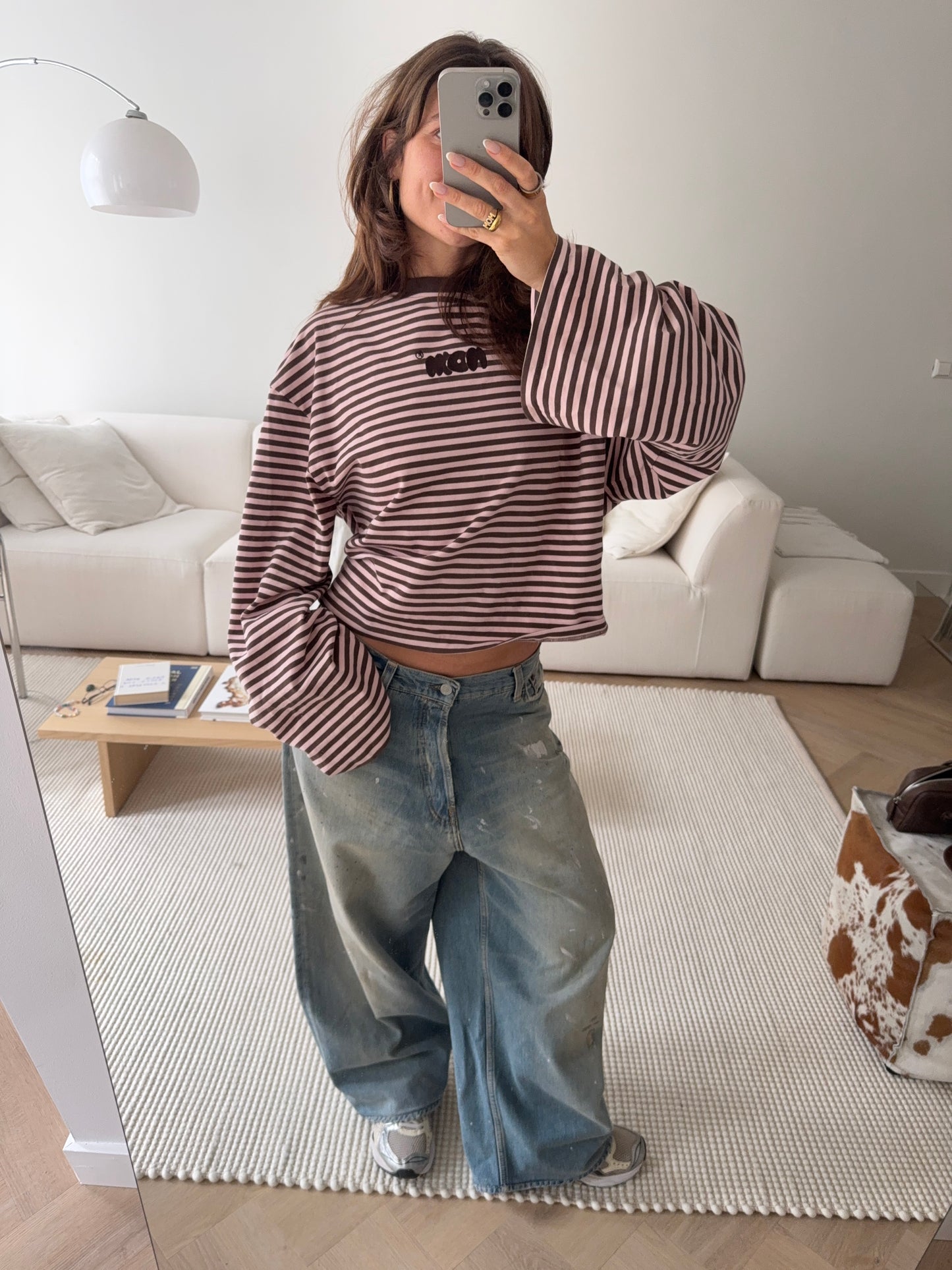 oversized longsleeve - strawberry chocolate stripes