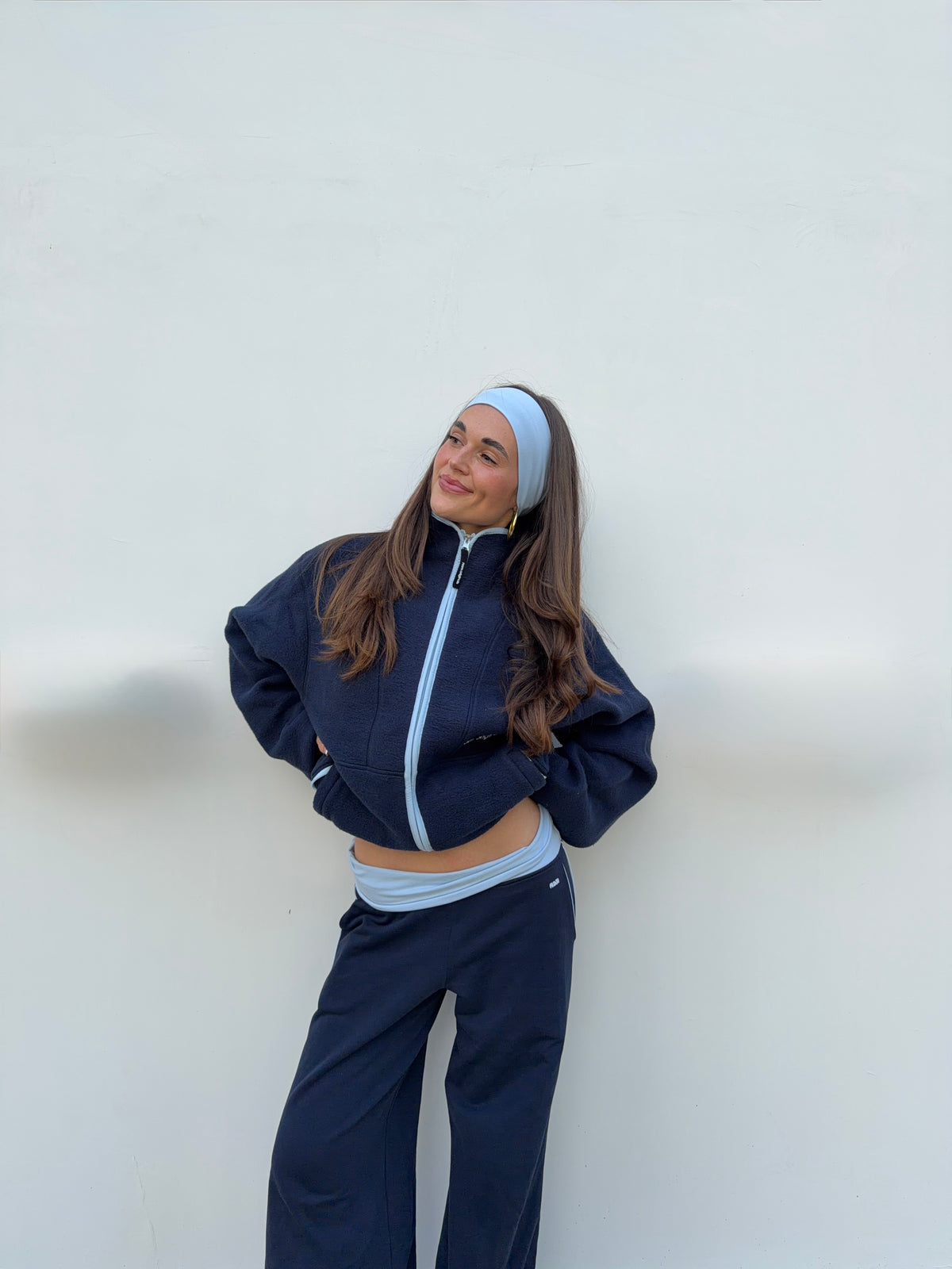 deep blue fleece set + hairband