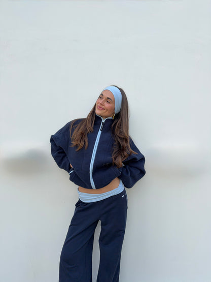 deep blue fleece set + hairband