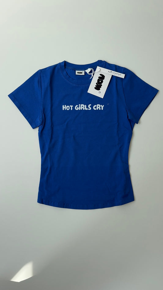 hot girls cry soft tee long cobalt blue