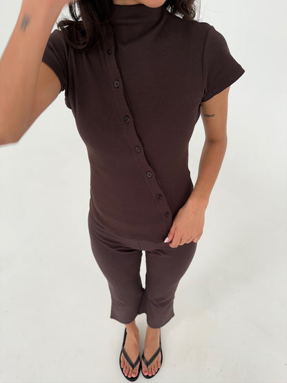 asymmetric cardigan cocoa