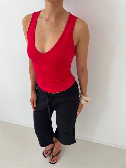 deep v neck tank ruby red
