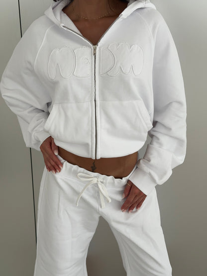 white zip set + hairband (pre order)