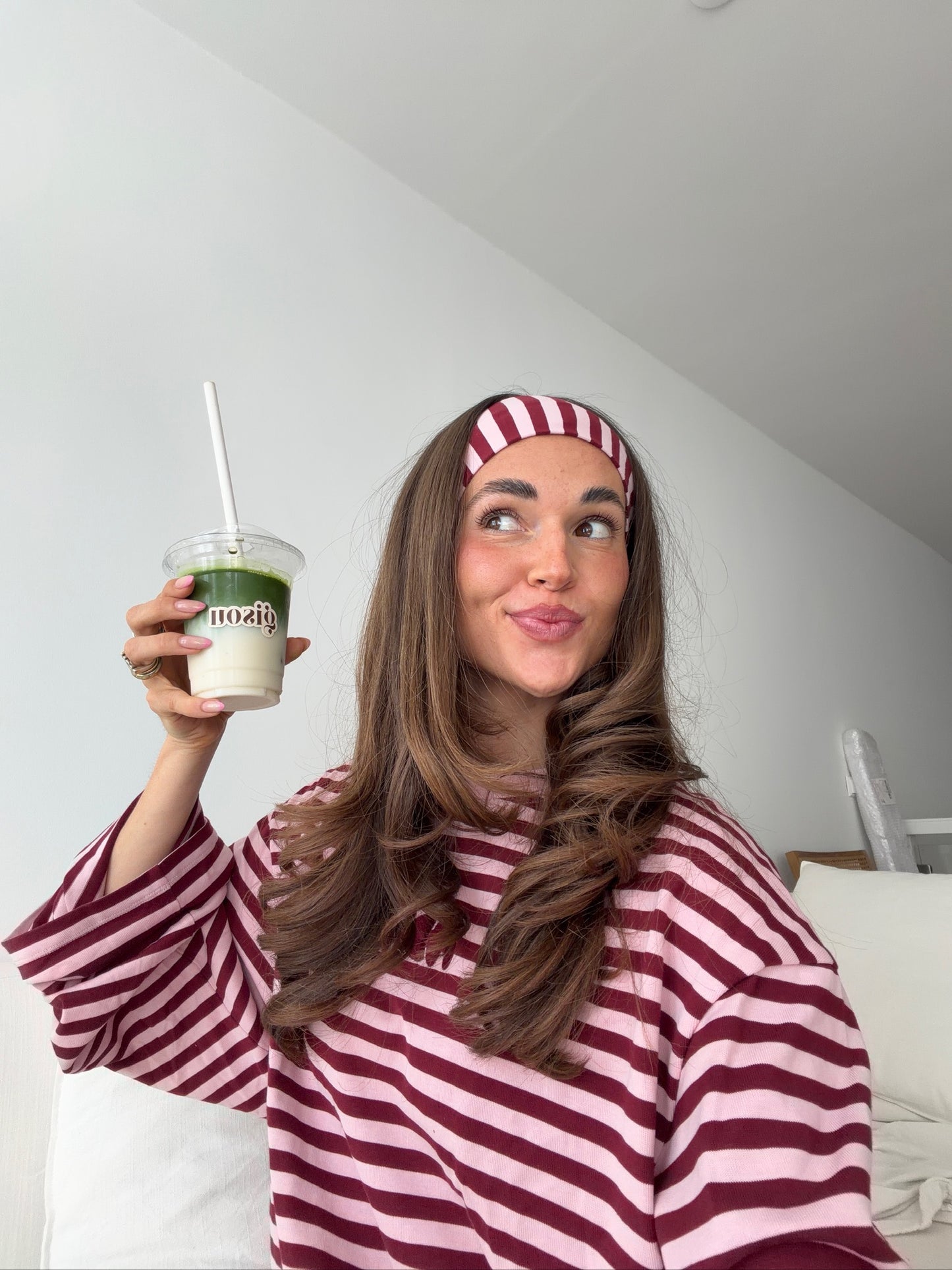 hairband red pink stripes