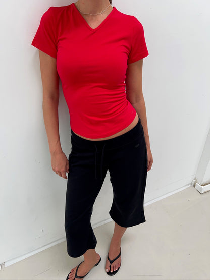 soft v neck tee ruby red