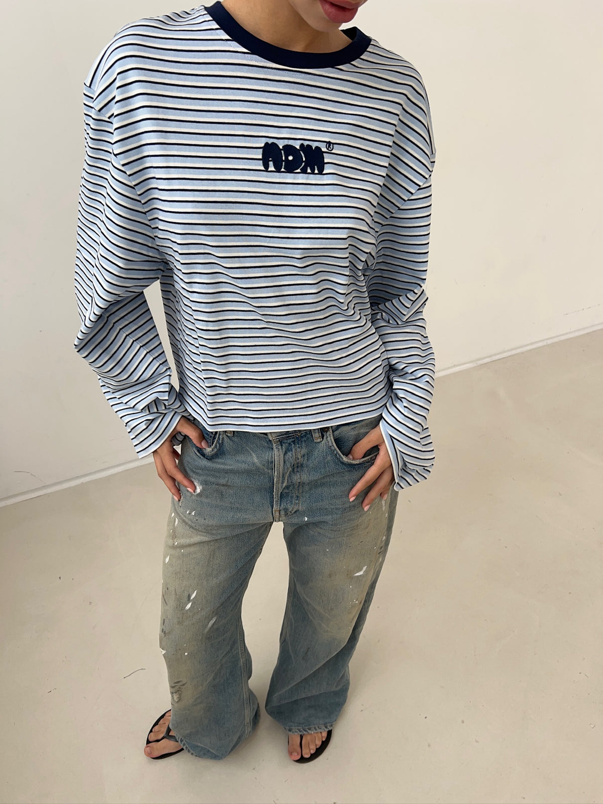 oversized longsleeve deep blue stripes