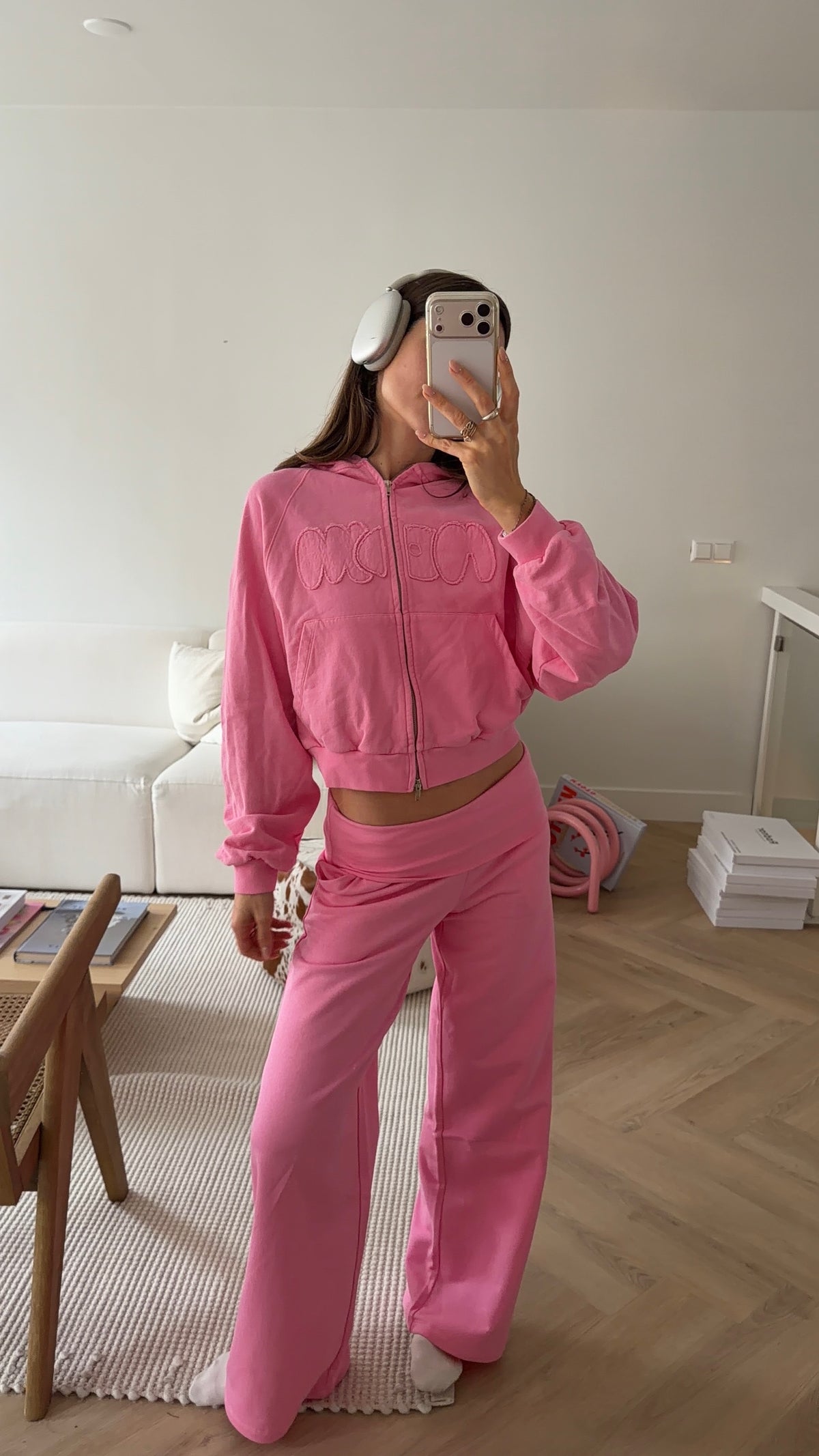 zip foldover set hot pink