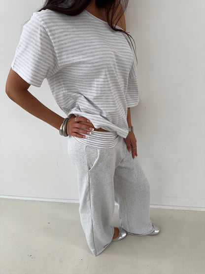 foldover pants grey melange stripes