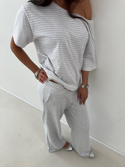 foldover pants grey melange stripes