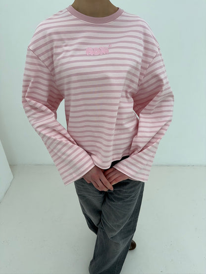 oversized longsleeve long pink stripes