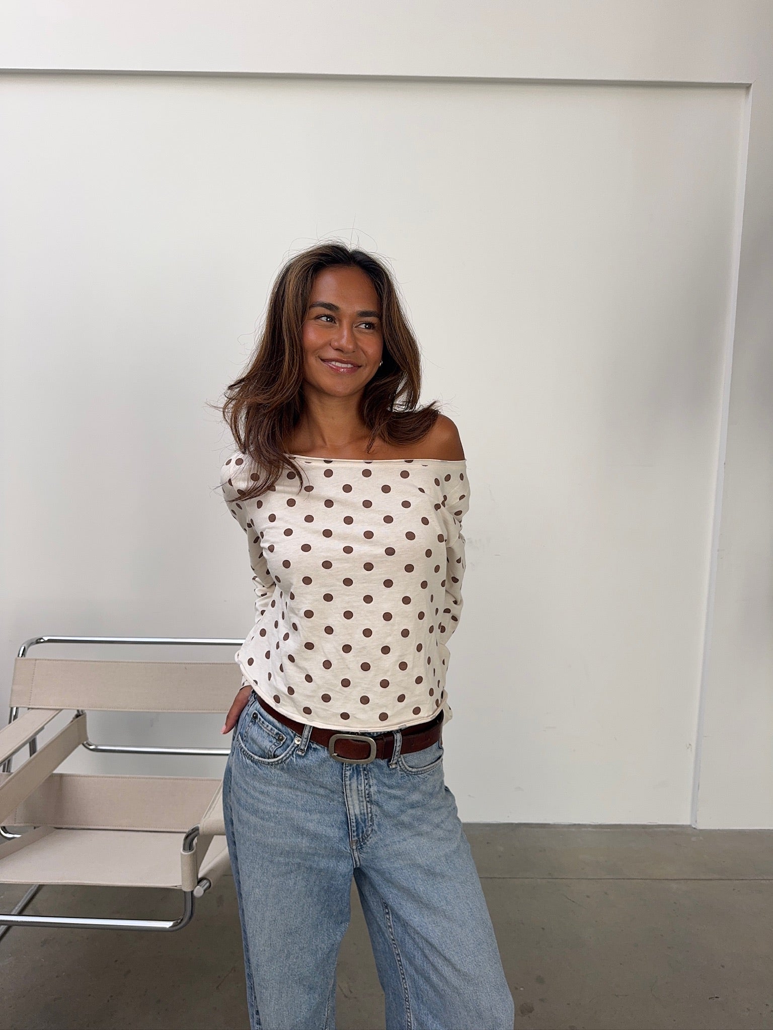 Offshoulder Longsleeve Polka Dots | Cotton | Nom Originals