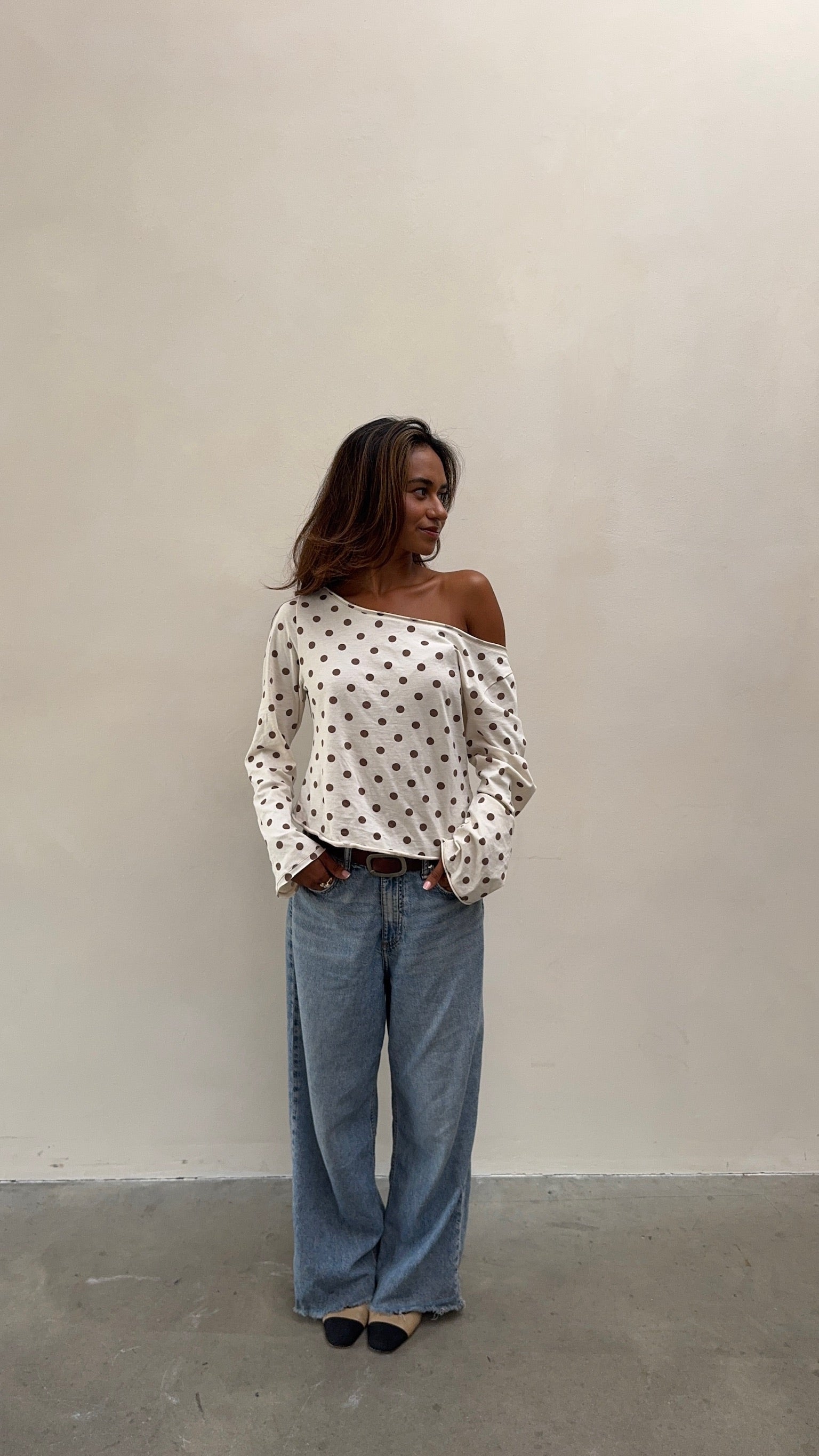 Offshoulder Longsleeve Polka Dots | Cotton | Nom Originals