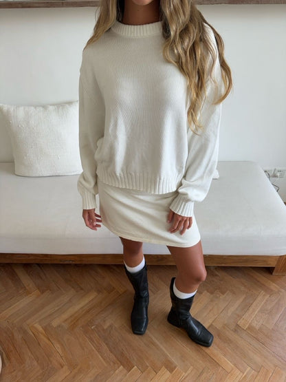 all day light knit sweater oat milk