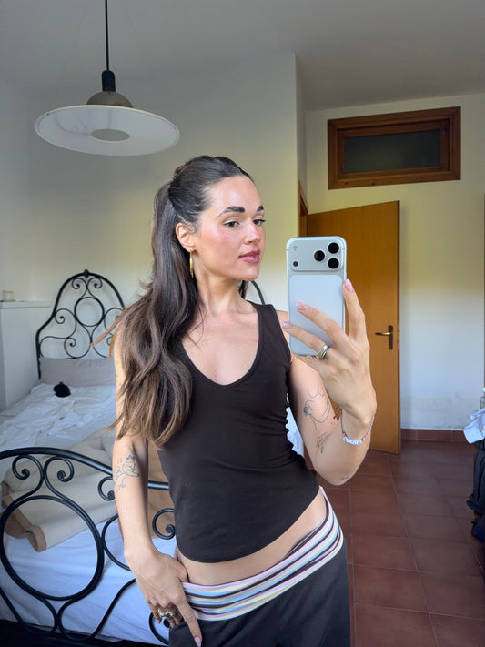 deep v neck tank cocoa