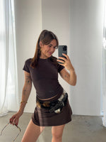 soft tee long dark brown