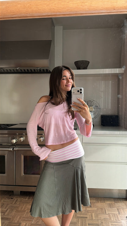 flared longsleeve bubble pink